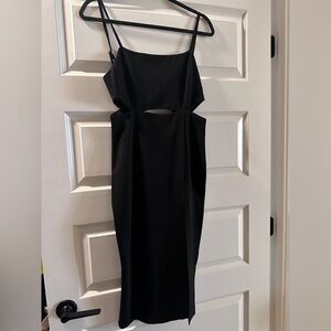 black formal midi dress